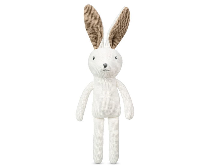 KioKids Peluche Conejito Patilargo de Algodón - Colección Cotton Friends - Juguete Ecológico para Bebés +2 Meses - Beige