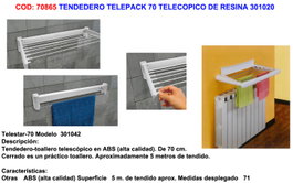 Telepack 70 Tendedero Telescópico de Resina 301020