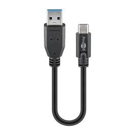 Goobay Cable USB 3.2 Gen 1, USB-A a USB-C, negro, 15 cm