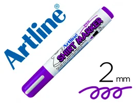 Artline EKT-2 Rotulador para Camisetas Violeta Punta Redonda 2 mm Uso en Ropa Resistente al Lavado y Luz