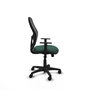 Silla de oficina Alocén con mecanismo Sincro tapizada con Tela color Verde botella y malla color Negro. Equipada con lumbar 1D, Brazos 1D y Ruedas de nailon 50 mm