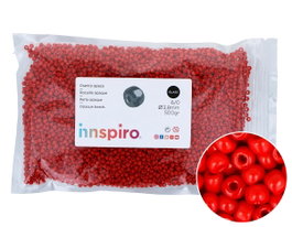 Innspiro Rocalla de Vidrio Redonda Opaco Rojo 3,8mm 500g