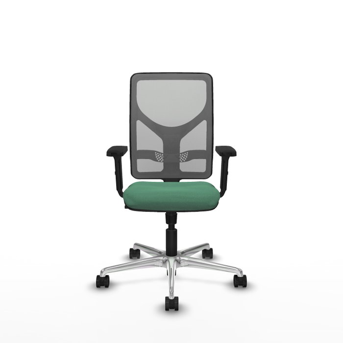 PIQUERAS Y CRESPO Silla de oficina Motilla con mecanismo Sincro, Verde esmeralda y Gris
