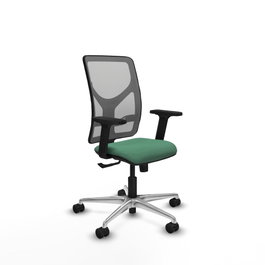 PIQUERAS Y CRESPO Silla de oficina Motilla con mecanismo Sincro, Verde esmeralda y Gris