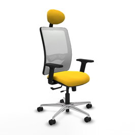 PIQUERAS Y CRESPO Silla de oficina Zulema con mecanismo Sincro/Traslack, Amarillo y Blanco