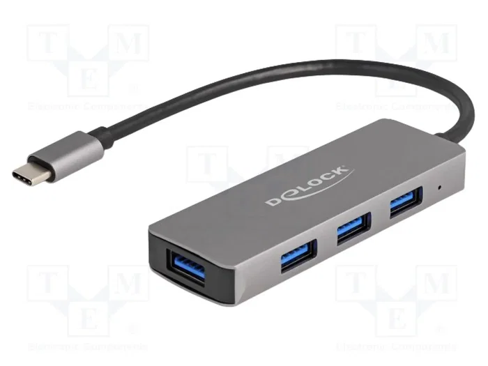 DeLOCK Concentrador USB 4 puertos USB 3.2 Gen 1 Tipo-A USB-C Negro DeLOCK Concentrador USB 4 puertos USB 3.2 Gen 1 Tipo-A USB-C Negro