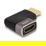 DeLOCK Adaptador HDMI Macho a Hembra Acodado a 90° Izquierda, 8K 60 Hz, Compatible con HDMI 2.1, Carcasa de Metal Gris y Negro
