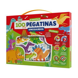 IMAGILAND Juego Maletín 100 Pegatinas Dinosaurios