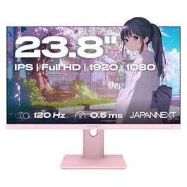 JAPANNEXT JN-I238FHD120F-HSP-PK Monitor Gaming IPS de 23.8 pulgadas Full HD 120Hz 0.5ms AMD FreeSync Altavoces Ajustable en Altura Color Rosa