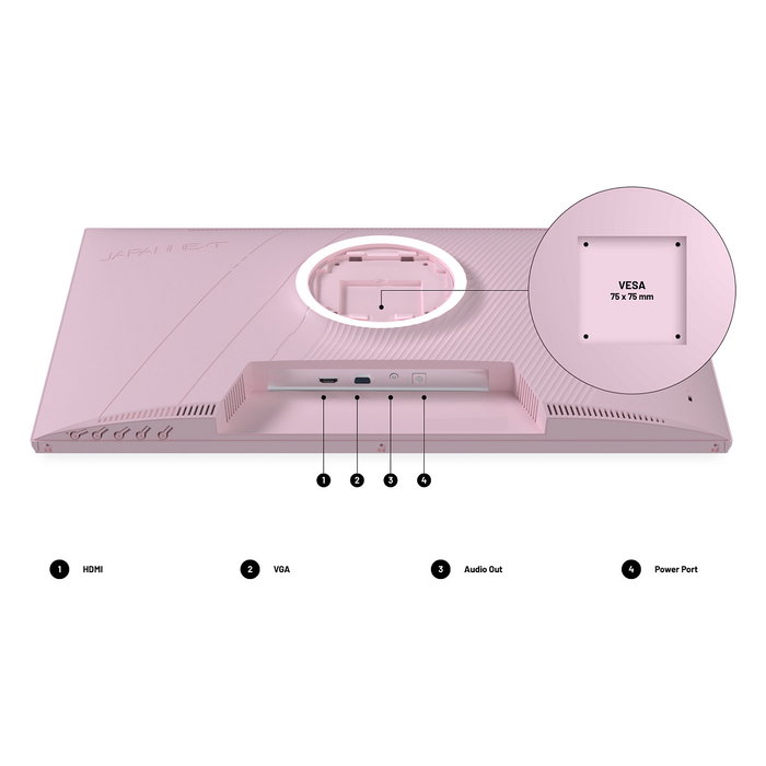 JAPANNEXT JN-I238FHD120F-HSP-PK Monitor Gaming IPS de 23.8 pulgadas Full HD 120Hz 0.5ms AMD FreeSync Altavoces Ajustable en Altura Color Rosa