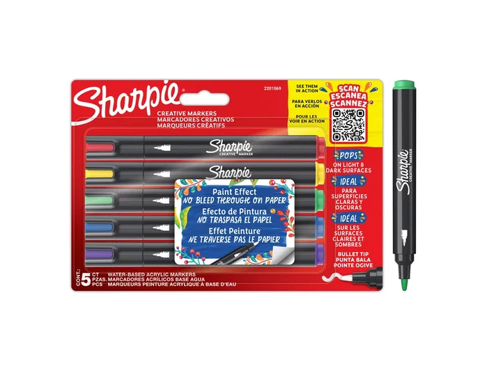 Sharpie Creative Acrylic Rotuladores Surtidos Punta Redonda Blíster de 5 Unidades Sharpie Creative Acrylic Rotuladores Surtidos Punta Redonda Blíster de 5 Unidades