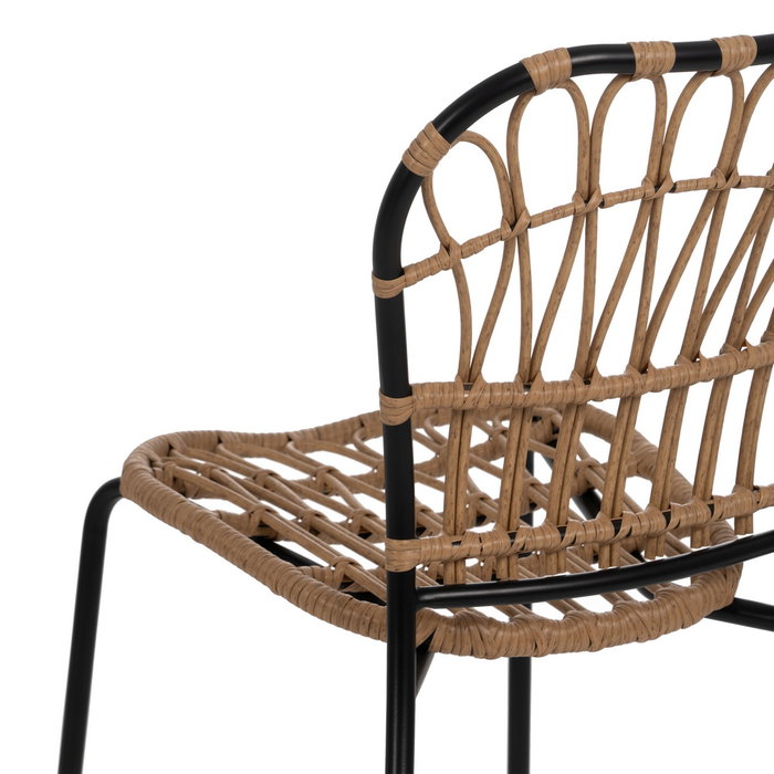 Silla Natural-Negro Pe-Acero Salón 51 X 58 X 87 cm (Set de 2)