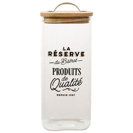 Cook Concept Tarro Conserv. Bistrot 1,5 L Vidrio Borosilicato Tapa Bambú Acero Inoxidable