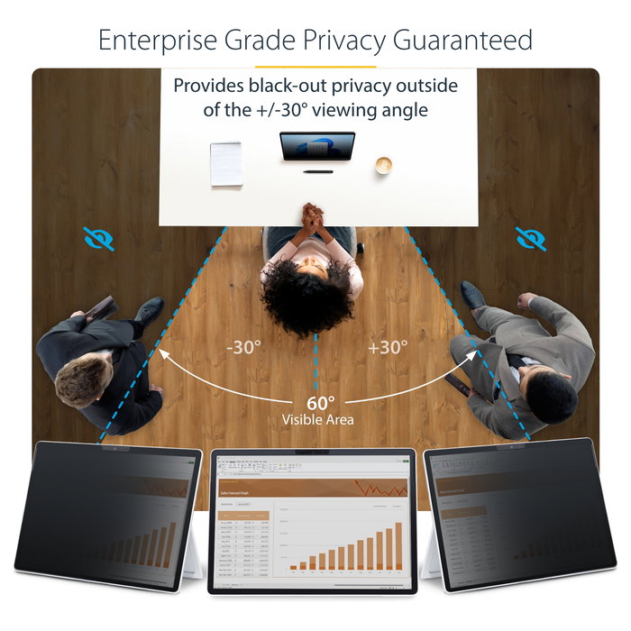Startech.com Filtro de privacidad de 4 vías para portátil Surface Pro 8/9/X de 13 pulgadas, modo retrato/paisaje, táctil, ángulo de visión +/-30 grados