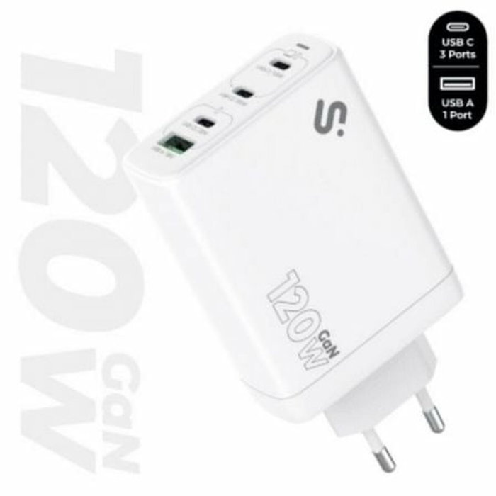 Subblim Cargador GaN 120W 4 Puertos (3x USB-C + 1x USB-A) Blanco