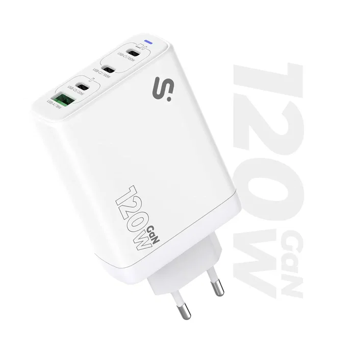 Subblim Cargador GaN 120W con 3x USB-C y 1x USB-A Blanco