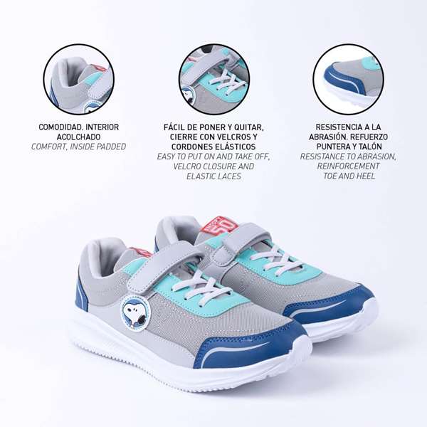 Cerdá T033 Zapatillas Deportivas Snoopy Suela Ligera EVA Gris para Niños Talla 33
