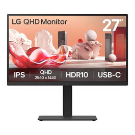 LG 27BA75QB-B Monitor 27 Pulgadas WQHD IPS 1440p 100Hz USB-C DP HDMI RJ45 KVM Daisy-Chain Negro
