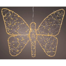 Lumineo Luz LED decorativa mariposa de metal, dorada, 43 x 58 cm