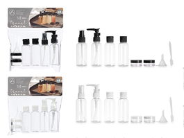 Arte Regal Set 8 Piezas Viaje Plástico (PET, PP) Surtido Blanco, Transparente, Negro 19.5x22x4 cm (Set de 24)