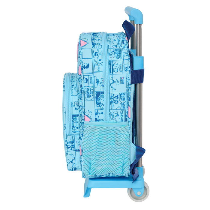 Mochila Escolar con Ruedas Snoopy Love Azul 26 x 11 x 67 cm 26 x 34 x 11 cm