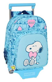 Mochila Escolar con Ruedas Snoopy Love Azul 26 x 11 x 67 cm 26 x 34 x 11 cm