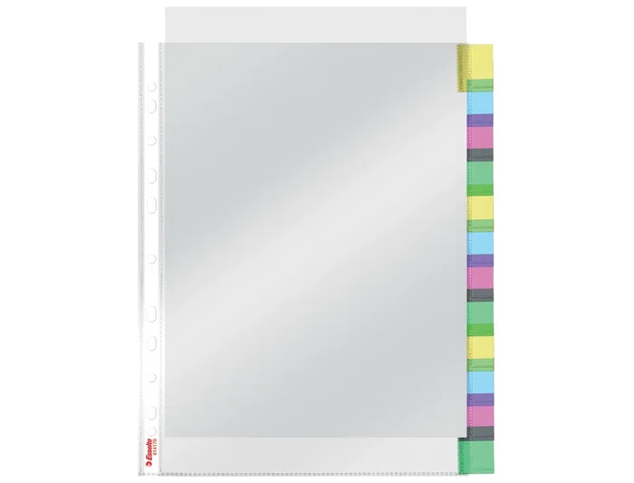 Esselte Funda Multitaladro DIN A4 Polipropileno Cristal con Pestañas, 85 micras, Pack 12 Unidades