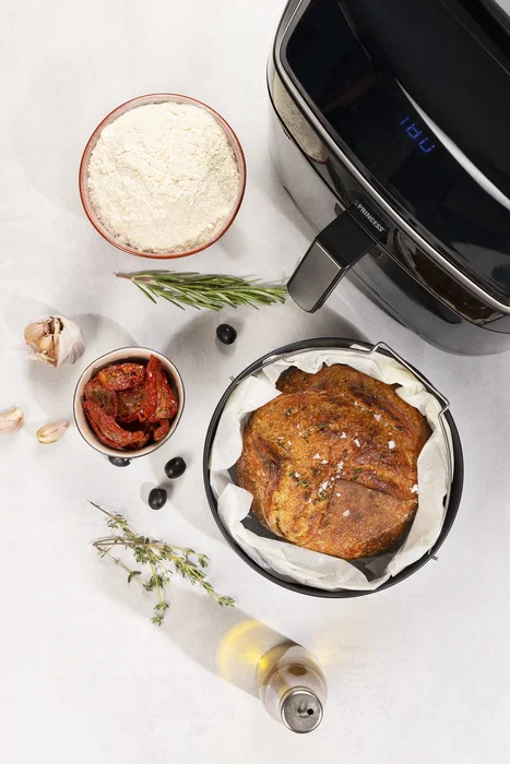 Princess 182080 Freidora de Aire Caliente 2 en 1 sin Aceite + Vaporera, 6.5 Litros 1700W, Panel Digital Táctil con 8 Programas Predefinidos, Color Negro