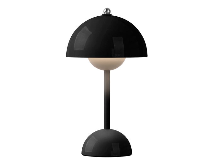 Giftdecor Lámpara Bolet Negra 1.5W LED - Luz 3 Colores, Batería Recargable - 18x30x18 cm (Set de 4)