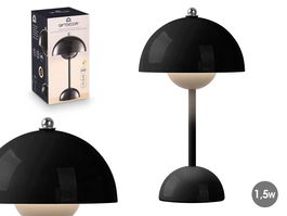 Giftdecor Lámpara Bolet Negra 1.5W LED - Luz 3 Colores, Batería Recargable - 18x30x18 cm (Set de 4)