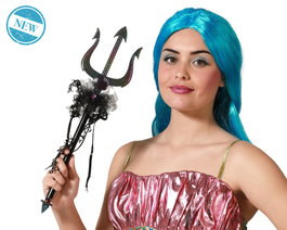 Atosa Tridente de Sirena con Decoración Marina, Conchas, Encaje y Brillos