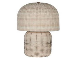 DKD Home Decor Lámpara de Sobremesa de Ratán Beige