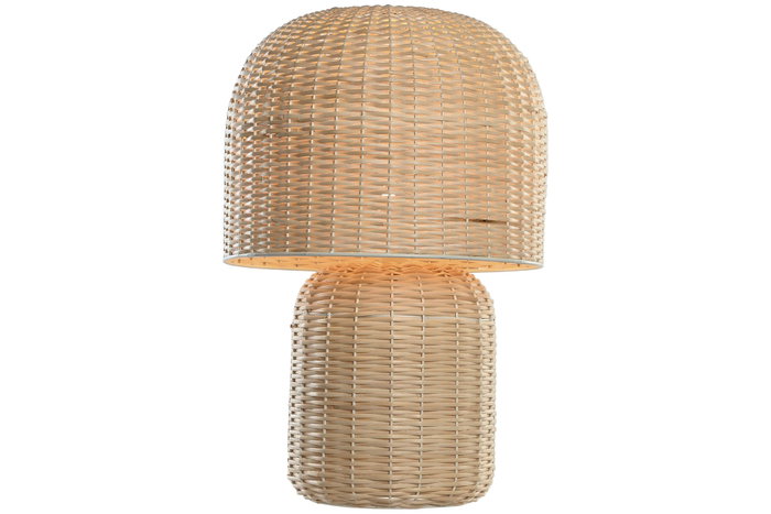 DKD Home Decor Lámpara de Sobremesa de Ratán Beige