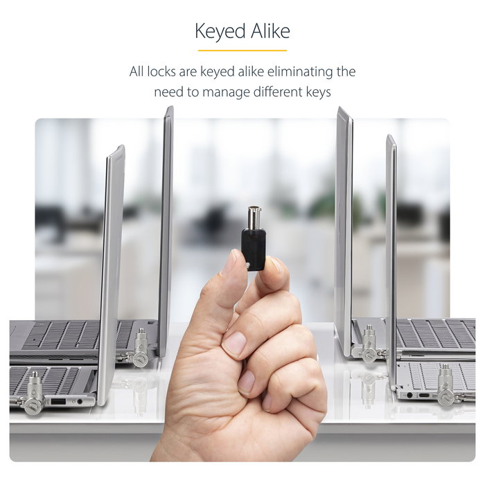 StarTech.com Pack 25 Candados Seguridad Kensington Nano Noble UNIVKA25-LAPTOP-LOCK, Llave, Negro, Cable 2 m, 4 Llaves