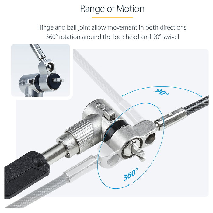 StarTech.com Pack 25 Candados Seguridad Kensington Nano Noble UNIVKA25-LAPTOP-LOCK, Llave, Negro, Cable 2 m, 4 Llaves