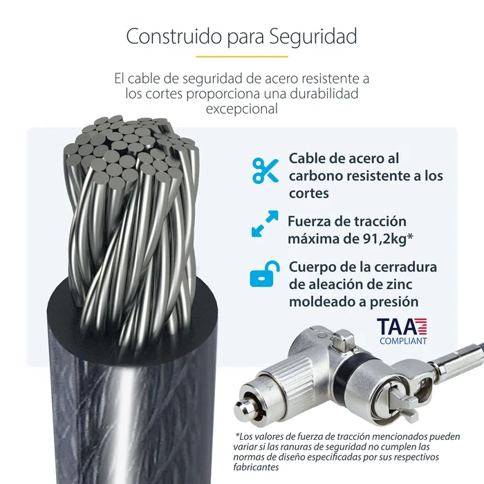 StarTech Pack de 25 Candados de Cable Antirrobo Universal 3-en-1, 2 m, Negro