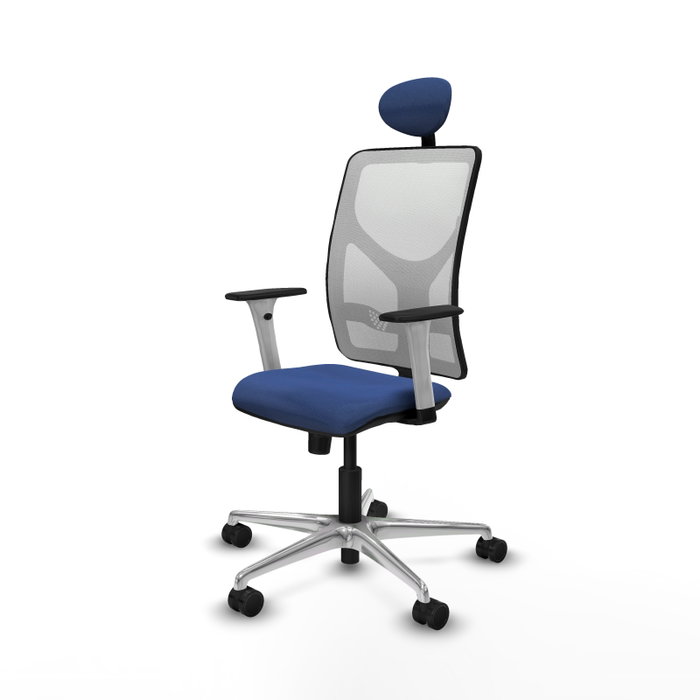 PIQUERAS Y CRESPO Silla de oficina Motilla con mecanismo Sincro, Azul marino y Blanco