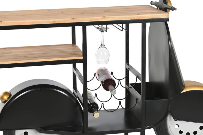 DKD Home Decor Botellero Negro Dorado Hierro Abeto 134 x 36 x 92 cm