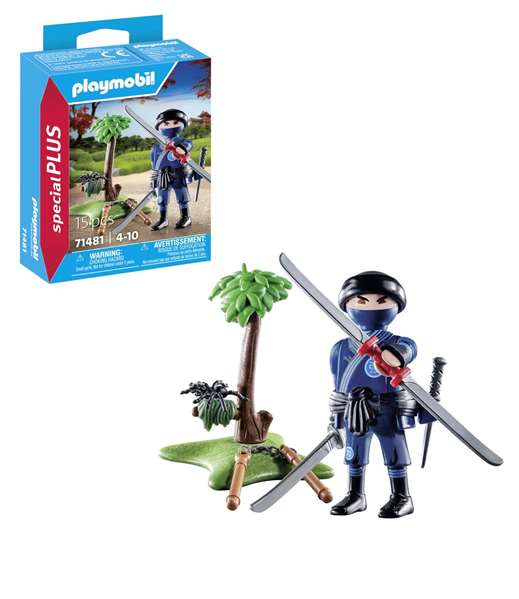 Playmobil Figura Ninja Special Plus con Accesorios: Katana, Nunchaku, Espada, Árbol y Araña - Edad 4+
