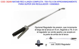 MATABI Lanza de recambio compatible con modelo 705 de 70,0 cm sin regulador