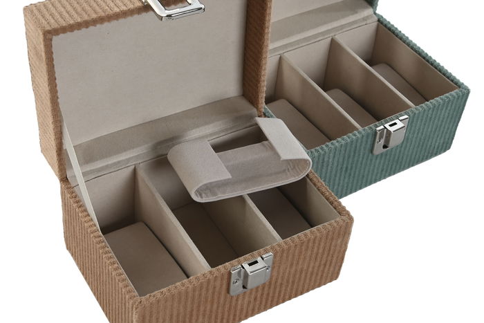 Joyero Glam DKD Home Decor Verde Marron Claro 10 x 8.5 x 14 cm (4 Unidades) Joyero Glam DKD Home Decor Verde Marron Claro 10 x 8.5 x 14 cm (4 Unidades)