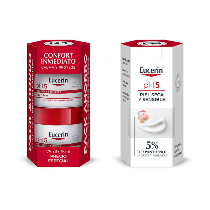 Eucerin PH5 Crema Piel Sensible Pack 2 x 75 ml Cuidado Corporal y Facial Hidratación Regeneración Eucerin PH5 Crema Piel Sensible Pack 2 x 75 ml Cuidado Corporal y Facial Hidratación Regeneración
