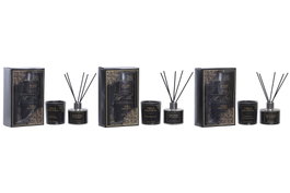 DKD Home Decor Set de 2 Velas de Cristal Mandala Premium Peonía/Rosa