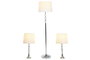 DKD Home Decor Lámpara de Pie Moderna Plateado Blanco 35x150x35 cm Set 3 Piezas Cristal Metal Algodón