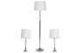 DKD Home Decor Lámpara de Pie Moderna Plateado Blanco 35x150x35 cm Set 3 Piezas Cristal Metal Algodón