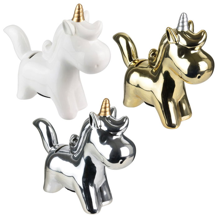Home Deco Factory Hucha Unicornio Colección Licorne Colores Surtidos 21,5x6,5 cm Hucha Original Regalo Decoración