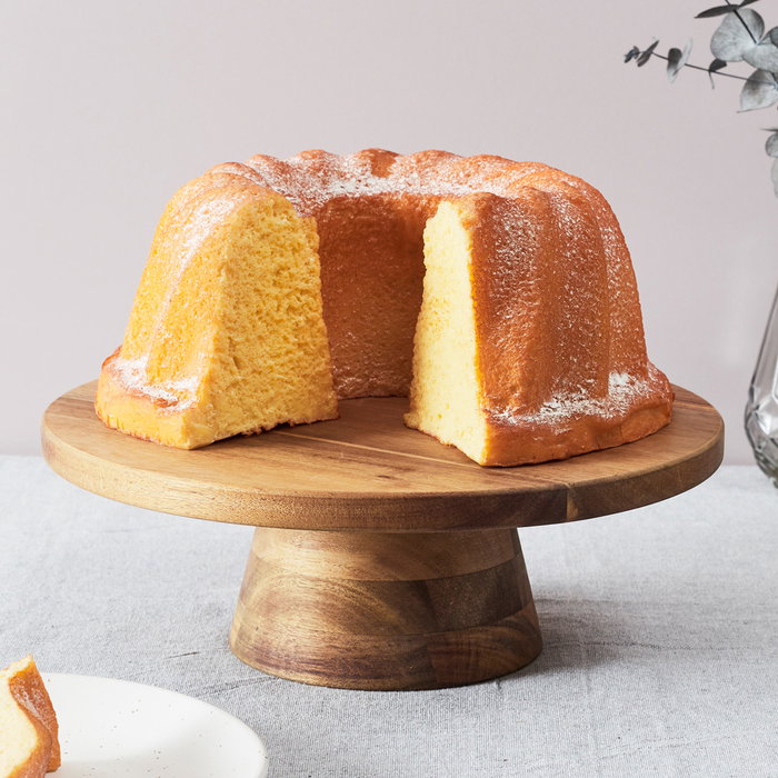 Home Deco Factory Pastelera Colección Cocooning de Madera de Acacia, Diámetro 28 cm