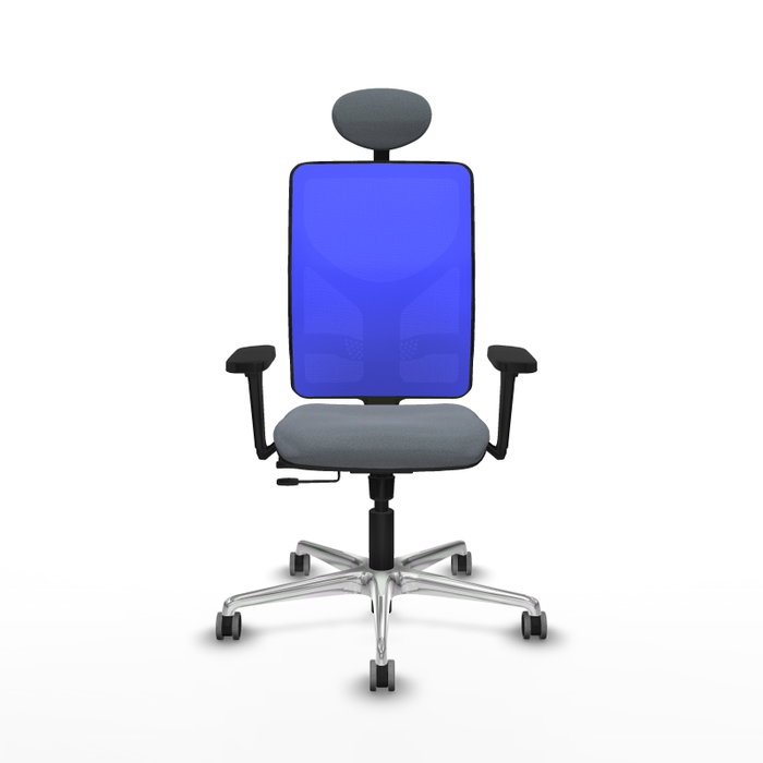 PIQUERAS Y CRESPO Silla de oficina Motilla con mecanismo Sincro/Traslack, Gris y Azul