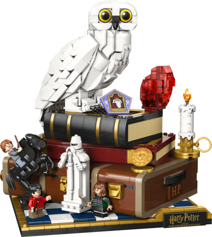 LEGO 76466 Harry Potter y la Piedra Filosofal - Edición Coleccionista Set de Exhibición para Adultos con Hedwig, Libros y Detalles Dorados