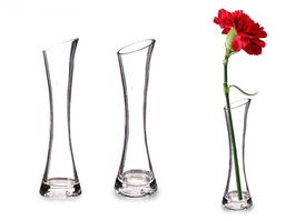 Giftdecor Florero Cristal Concavo Transparente Mediano 5.5x20x5.5 cm (Set de 48)